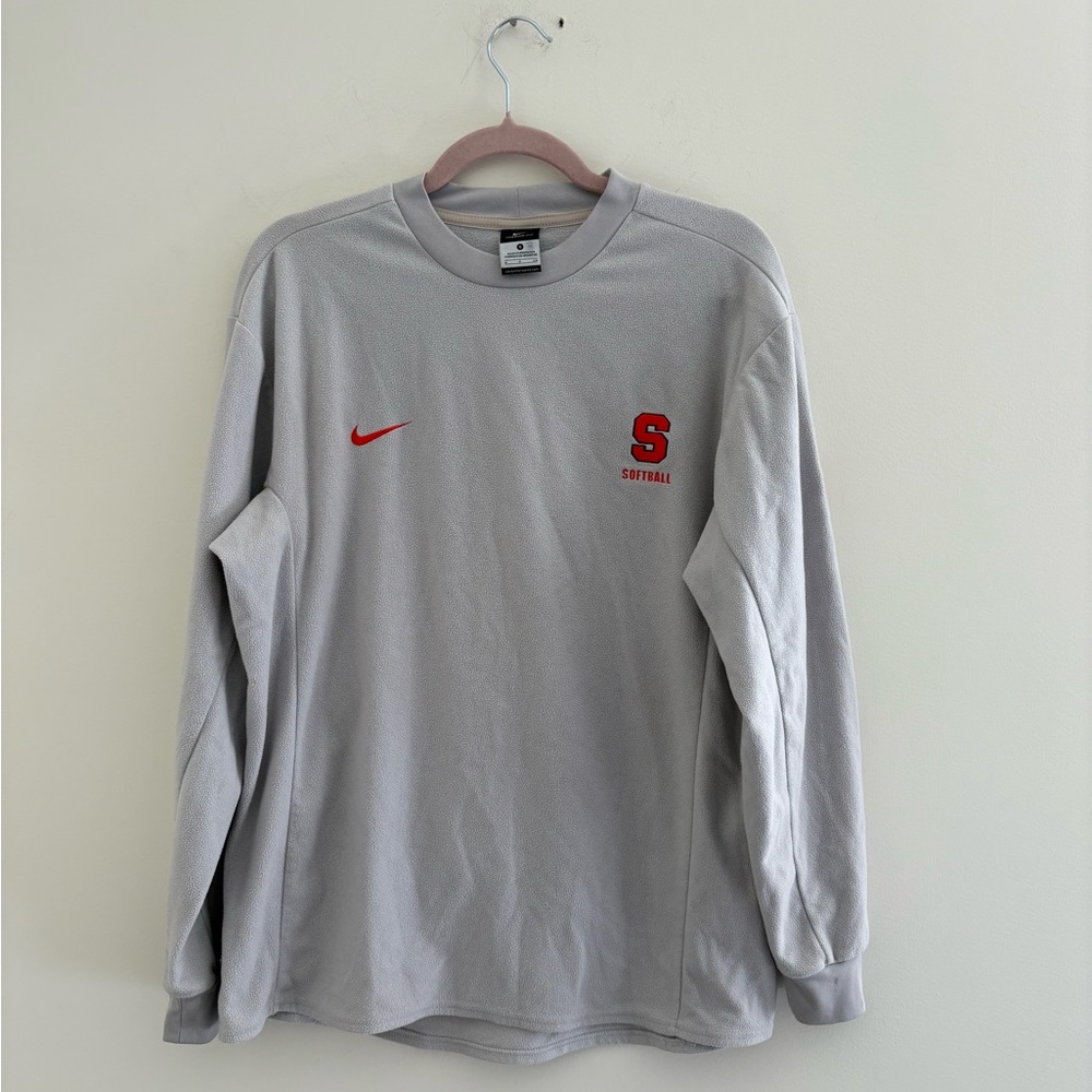 Nike Light Gray and Orange Long Sleeve Men's Tee